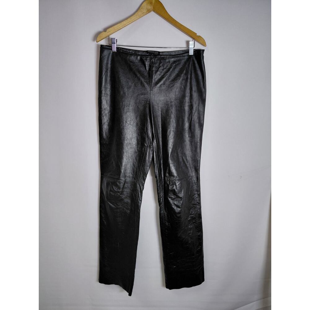 KENNETH COLE new york Kenneth Cole Leather Blend Pants Black Solid Lined Size 8